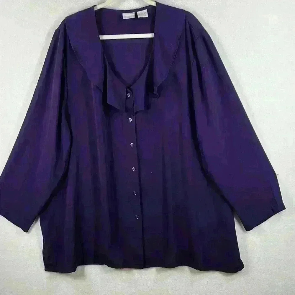 Studio C Plus Women’s Blouse 26/28 Purple Long Sleeve Very Nice!